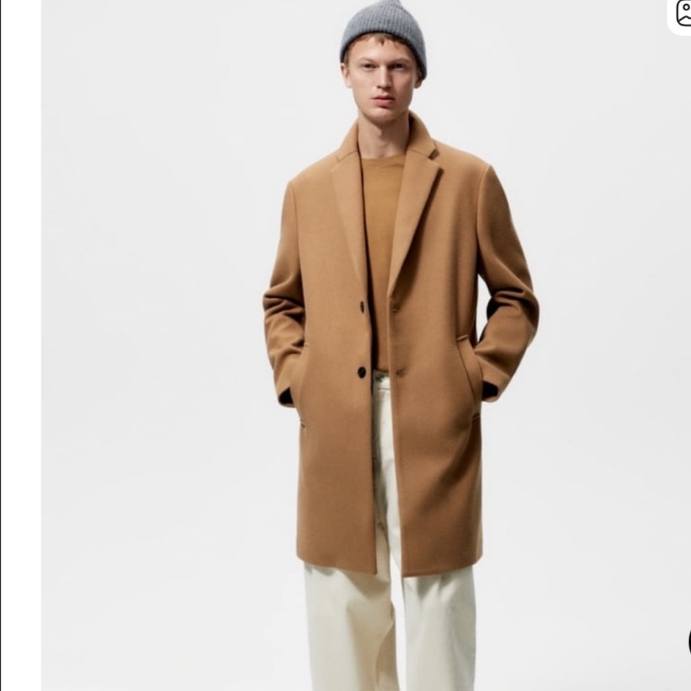 Zara Man Camel Extra Small Men’s Wool Coat Four way Stretch